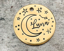 Load image into Gallery viewer, dog collar charm moon and stars
