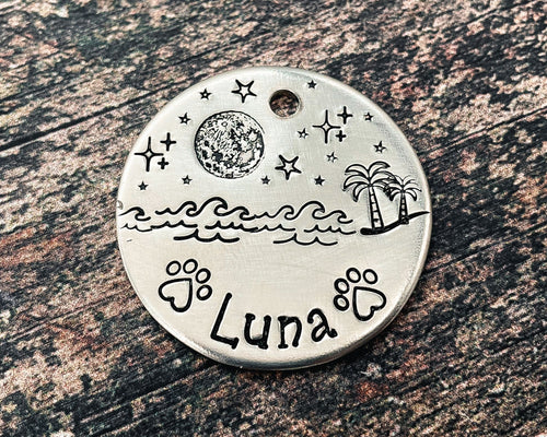 moon dog tag hand-stamped