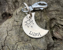 Load image into Gallery viewer, Moon dog tag, hand-stamped with 3 magic moons
