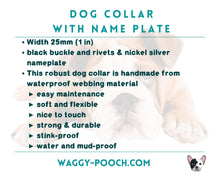 Load image into Gallery viewer, Personalized waterproof dog collar with name plate and black buckle, 2-colored Halloween dog collar
