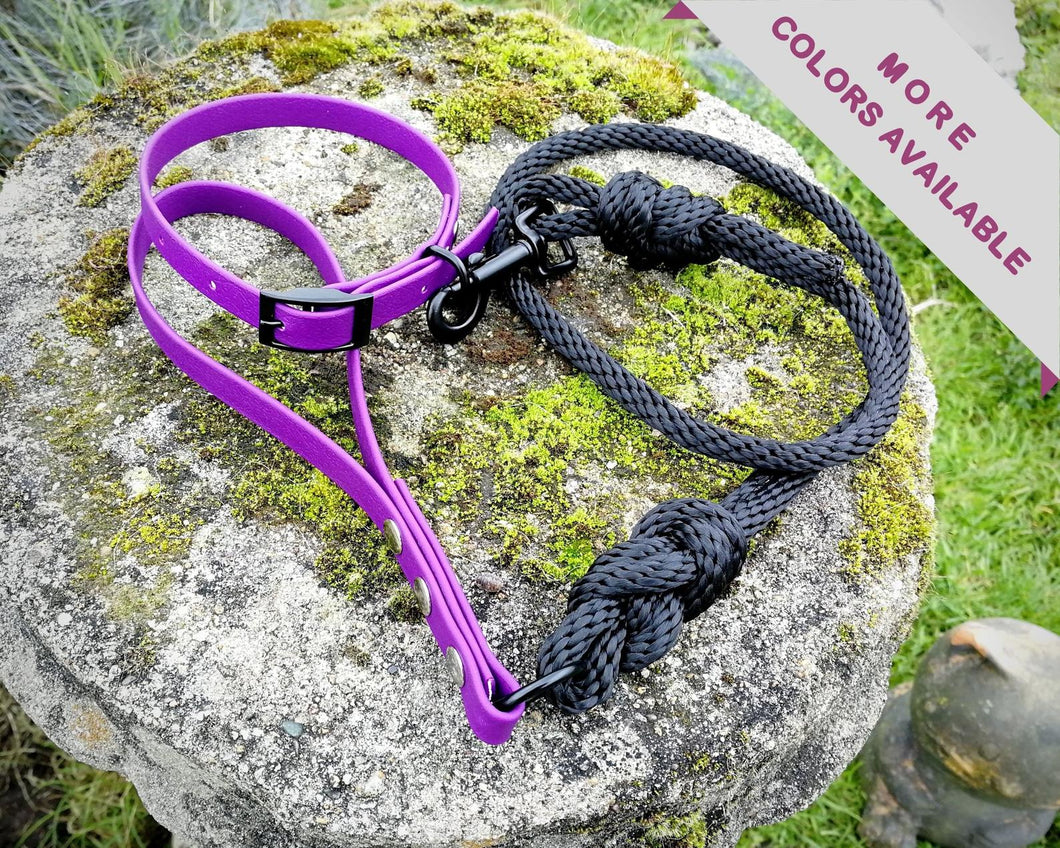 Mud-Proof Dog Collar And Boating Knot Leash Set For Small Dogs And Puppies - Choose your color and length