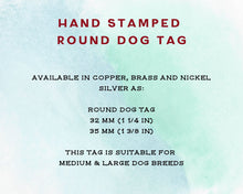 Load image into Gallery viewer, Large pet id tag, hand stamped with mama bear &amp; phone number
