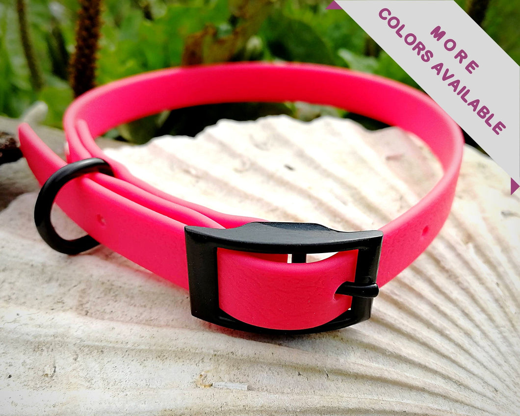 Mud-proof small dog collar, adjustable buckle collar with black fittings