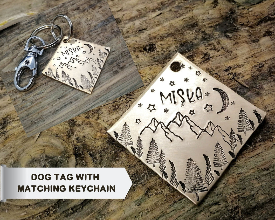 Dog tag & matching keychain, handmade dog lover gift idea