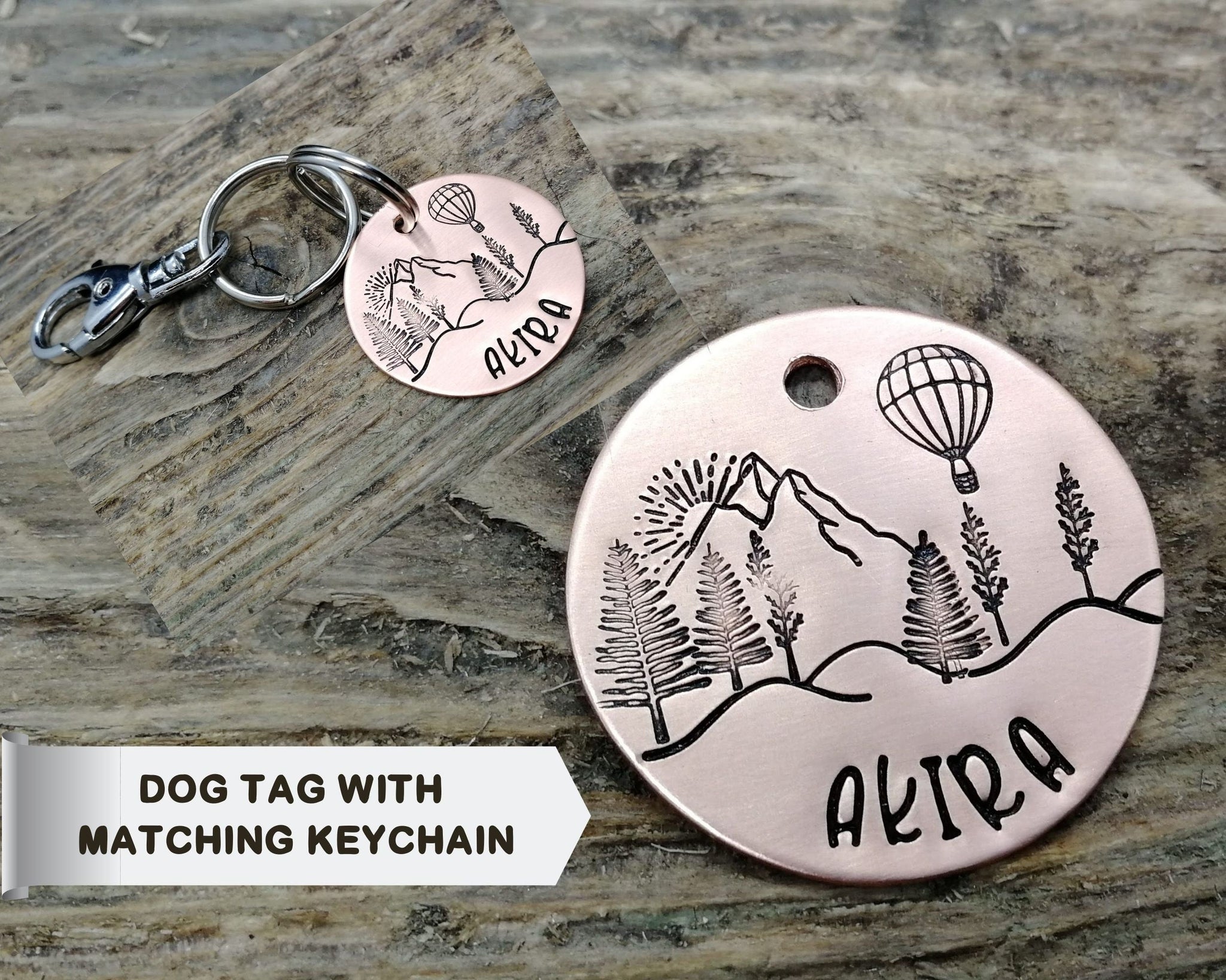 Dog tag with matching keychain, handmade dog lover gift idea