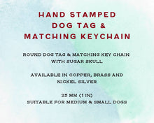 Load image into Gallery viewer, Dog id tag with matching keychain, hand stamped pet lover gift idea
