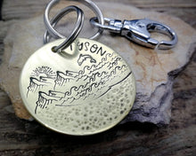 Load image into Gallery viewer, Dog tag &amp; matching keychain, hand stamped dog lover gift with ocean design
