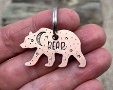 Load image into Gallery viewer, Bear dog id tag with moon and stars

