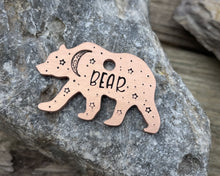 Load image into Gallery viewer, Bear dog id tag with moon and stars
